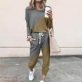 thumbnail image 1 of Clearance Sale Colorblock Lounge Sets for Women 2 Piece 2023,Womens Two Piece Outfits Plain Jogger Set Long Sleeve Sweatshirt and Drawstring Long Pants with Pockets, 1 of 5