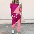 thumbnail image 1 of Clearance Sale Colorblock Lounge Sets for Women 2 Piece 2024,Womens Two Piece Outfits Plain Jogger Set Long Sleeve Sweatshirt and Drawstring Long Pants with Pockets, 1 of 5