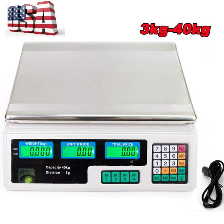 Clearance Sale! Computing Scale, Digital Food Commercial Scale, 88lb / 40kg  Electronic Counting Scale with Green LCD Backlight for Farmers' Markets