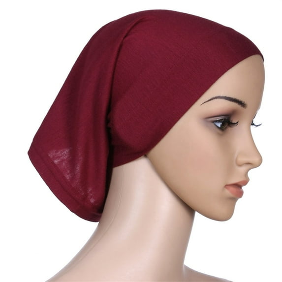 Clearance Sale! Cotton Hijab Cap for Women Soft Solid Color Under Scarf Breathable Muslim Head Cover Comfortable Turban Style Wide Headband Stretchable Everyday Wear Brown
