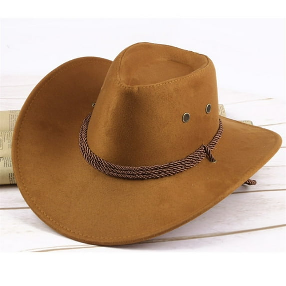 Pxiakgy Men & Women'S Classic Felt Wide Brim Western Cowboy Cowgirl Hat with Belt Buckle Men Women Cowboy Hat Western Cap Wide Sunhat Winter Yellow