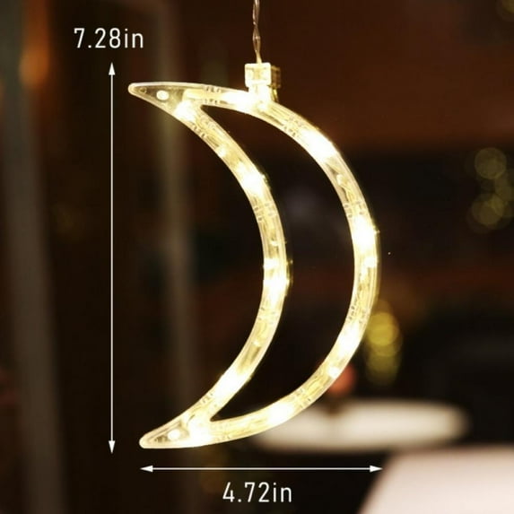 Clearance Sale! Creative Christmas Window LED Sucker Lights Moon Lights Hanging Ornaments Warm White Fairy Lights for Holiday Christmas Window Glass Indoor Decor