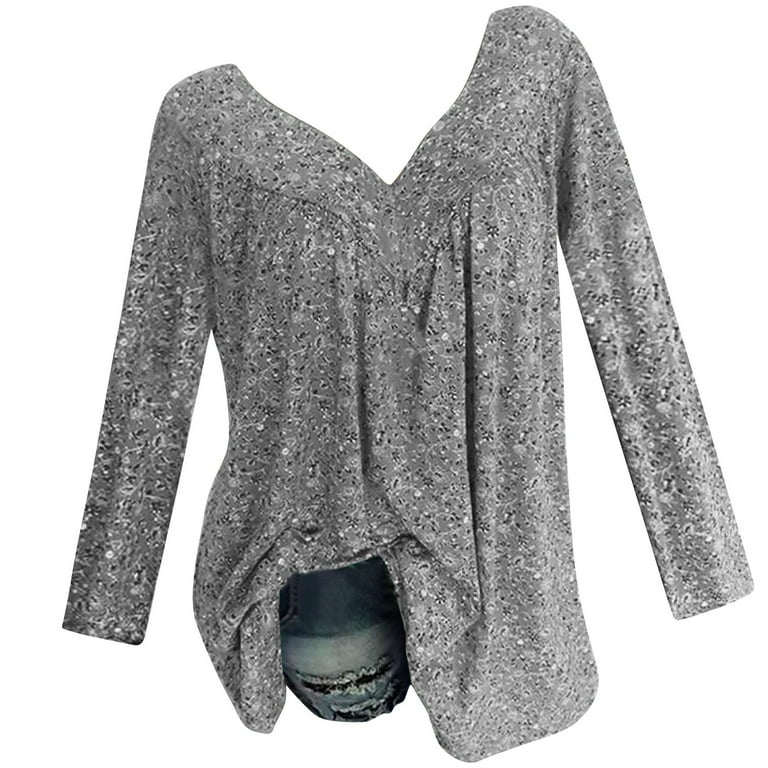 Clearance-Sale Cute Tops for Women Long Sleeve Round Neck Going Out Tops  Casual Pullover Letter Printing Fall Fashion Women Blouse Lightweight  Trendy Plus Size It's Fall Yall Top（Dark Gray,XL） 