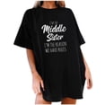 thumbnail image 1 of Oversized T Shirts for Women I Am the Middle Sisiter Print Tops Fun Letter Print T-shirt Top Crewneck Short Sleeve Top, 1 of 5