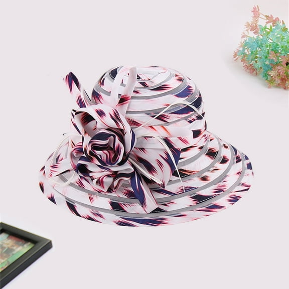 Clearance Sale!! Derby Hats for Women Flower Wide Brim Sun Hat Fascinators Big Wide Brim Fedoras Sun Visor Cap Flower Temperament Wedding Dress Hat Sun Dome Large Brim Hat Fashion Hat for Woman