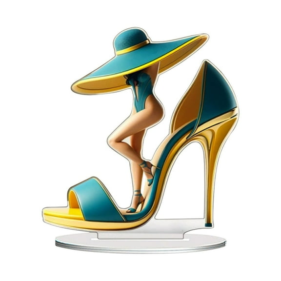 Clearance Sale! Desktop Ornament, 2D Acrylic Desktop Ornament, Flat Beauty High Heels Tabletop Decoration, Home Study Room Bookshel Office Creative Decor Supplies