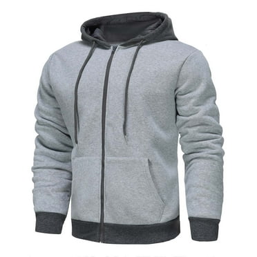 Clearance Sale Dihao Sweatshirt Jacket for Men Plus Size Man Color Match Drawstring Zipper Pockets Hooded Coat