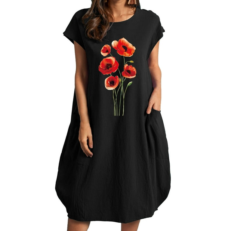 Clearance-Sale Dress for Women 2023 Short Sleeve Printing Digital