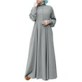 thumbnail image 1 of Dresses for Women 2023 Long Sleeve Solid Color Women's Fashion Round Neck Solid Ankle-length Dress Long Dress Round Neck Maxi Loose Fit Y2K Fashion Elegant A-Line Swing Hem Dress, 1 of 5