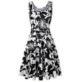 thumbnail image 1 of Dresses for Women 2023 Sleeveless Printing Floral Pattern Dress V-Neck Midi Fit And Flare Y2K Fashion Elegant Holiday Vacation Beach Seaside Homecoming A-Line Swing Hem Ruched Dress, 1 of 4