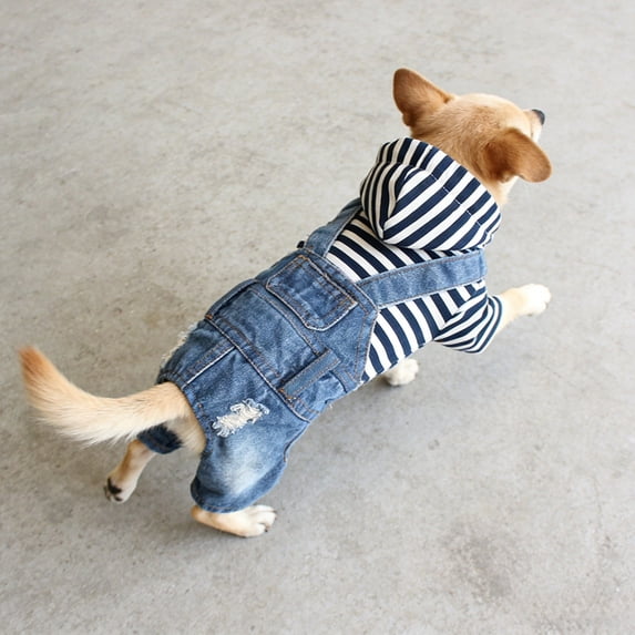 Clearance Sale! Durable Denim Full Jumpsuit Four Legs Outfit for Small Medium Puppy Cat Protective Warm Pet Clothes Birthday Gift for Pet Dog Cat M Happy 2026!