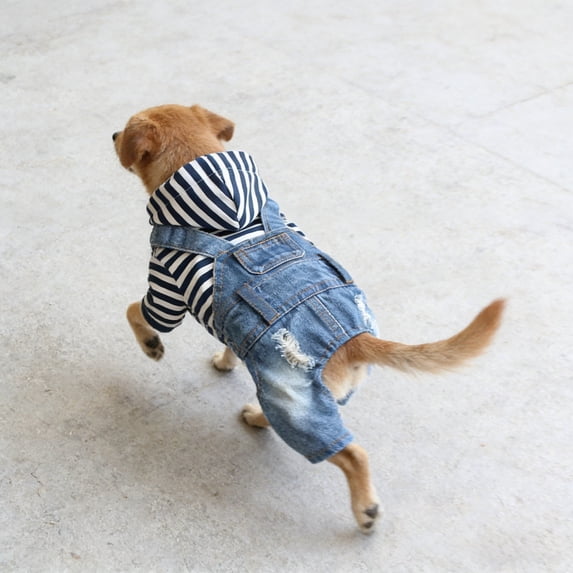 Clearance Sale! Durable Denim Full Jumpsuit Four Legs Outfit for Small Medium Puppy Cat Protective Warm Pet Clothes Birthday Gift for Pet Dog Cat Xl Happy 2026!
