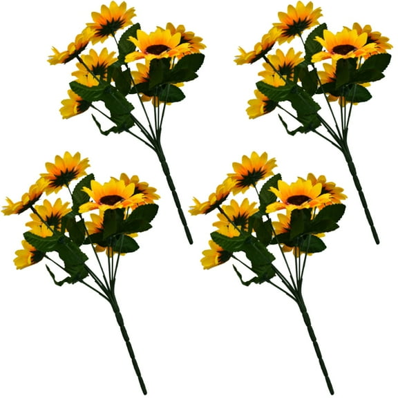 Clearance Sale! Dusknt Artificial Flowers, Desktop Decoration, Home Decoration Simulation Sunflower Artificial Flower Stage Set Bundle, 4 Artificial Flowers, Orange