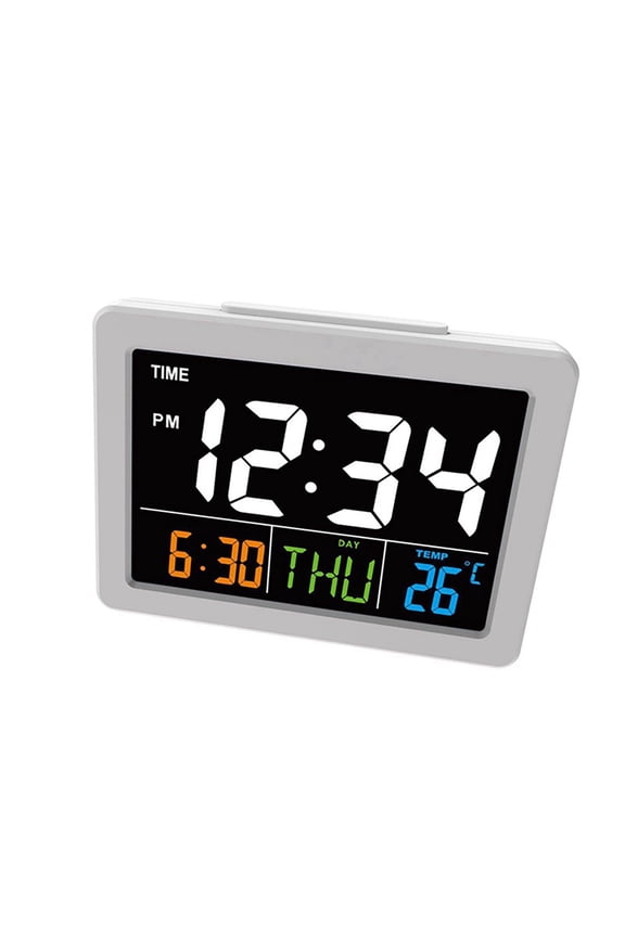 Clearance Sale! Dusknt Clock, Clock, Digital Wall Clock Color Large Screen Lcd Display Alarm Clock with Date and Day of Week Temperature Desk Clock For Office Living Room Bedroom, 1X Clock, White