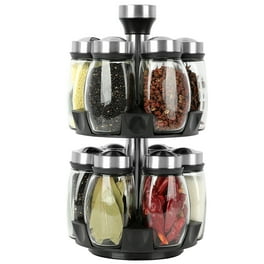 Jar Revolving Countertop Spice Rack With Spices Included FREE Spice Refills For 5 Years Polished Stainless Steel With Black Caps Kitchen Storage Shelf Spice Storage Walmart