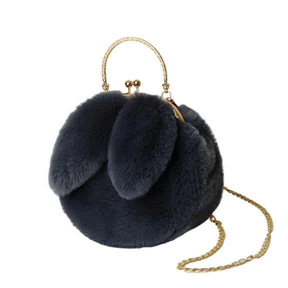 Easter Bunny Crossbody Bag for Kids, Cute Plush Purse Backpack Wallet Girls Easter Gifts Cartoon Animal Bag with Chain Strap