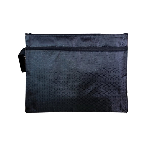 Clearance Sale! File Folders A4 Double-Layer Zipper File Bag, Pencil Case, Black Clear Document Storage Bag