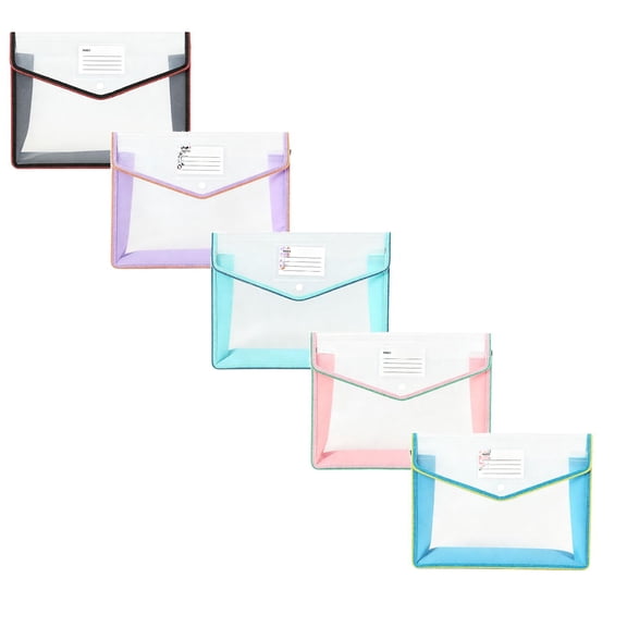 Clearance Sale! File Folders A4 Waterproof Storage Bag Button Bag 5-Piece Set Clear Document Storage Bag