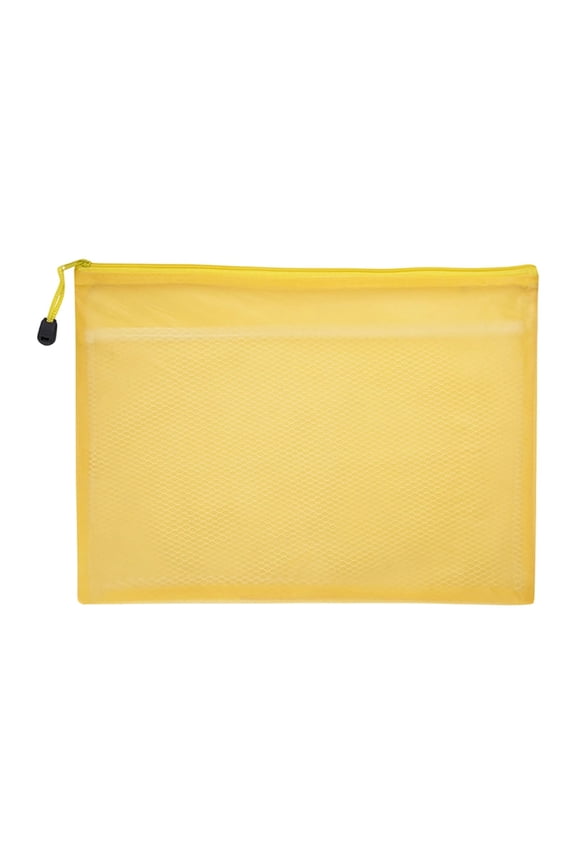 Clearance Sale! File Folders Mesh Pencil Case, File Bag, Makeup Bag, Yellow A5 Clear Document Storage Bag