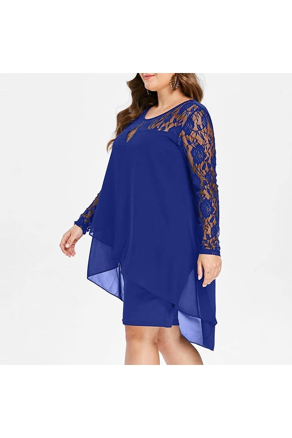 Plus Size Dresses for Curvy Womenï¼Blue Dressï¼Long Sleeve Dressï¼Plus Size Summer Dressesï¼Plus Size Dresses Blue Xl