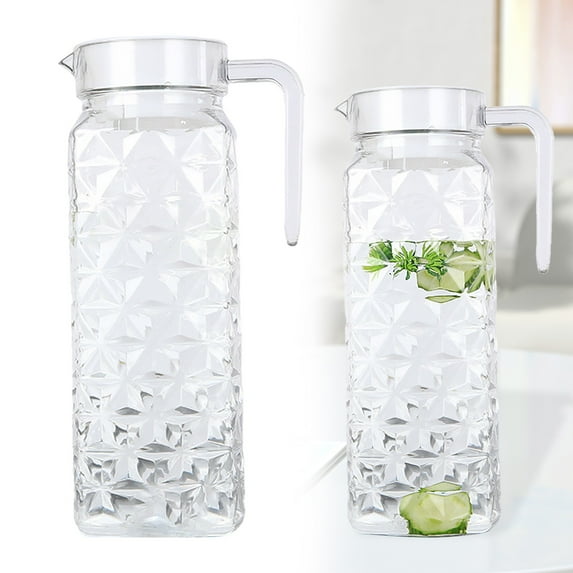 Giyblacko Beverage Pitcher Hot Cold Pitcher Iced Tea Spout Cold Water Pitcher Milk With Handle Indoor Outdoor PC And Lid Cafe Juice Jug
