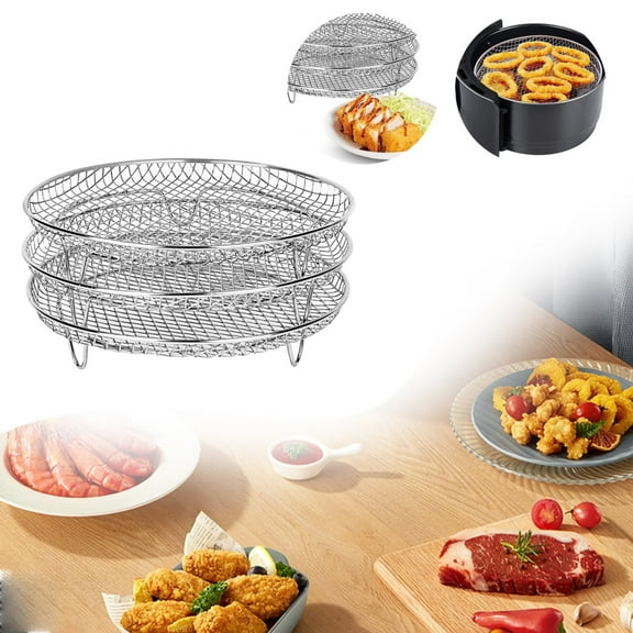 Clearance!Giyblacko Stainless Steel Stackable Dehydrator Rack 3 Pack Air Fryer Basket Tray Air Fryer Accessories
