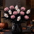 thumbnail image 1 of Clearance Sale! Gothic Halloween Skeleton and Pumpkin Picks Set of 2, Feather Accent Floral Arrangement for Vase Table Centerpiece Decor, 1 of 5