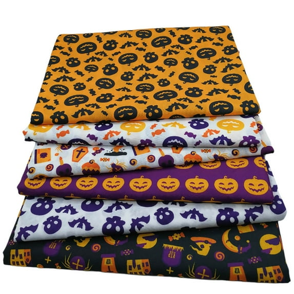 Clearance Sale! Halloween Diy Quilt Digital Printing Fabric 25x25cm 6pcs Halloween Diy Fabric Poly Digital Print Craft Material for Sewing Quilting Pumpkin Bat Design