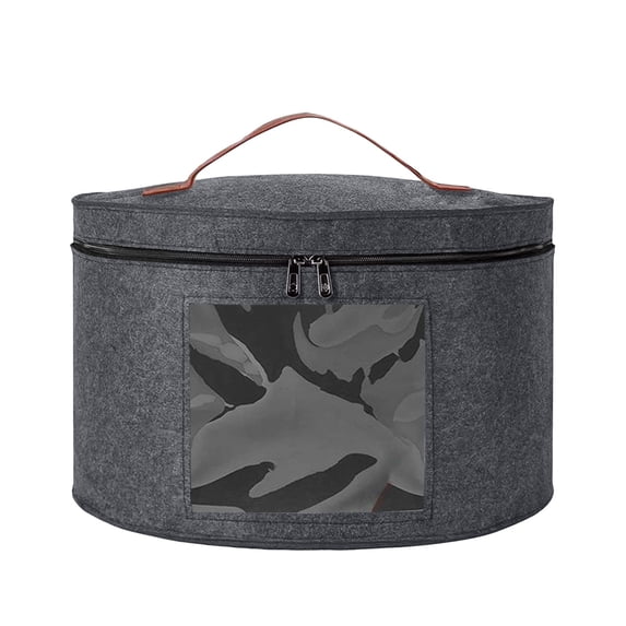 Clearance Sale - Hat Storage Box Portable Felt Organizer Bucket Foldable Large Capacity Round Travel Hat Container with Dust Proof Lid, Stuffed Animal Toys and Clothes Storage Bin Bag