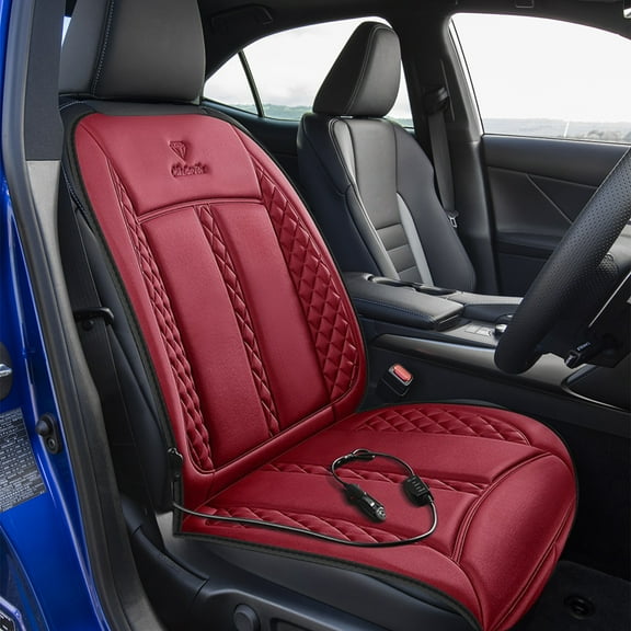 Heated Car Seat Cushion!Quick Heating Car Seat Cushion Winter Plush Seat Cushion Electric Heating Car Universal Warm Car Seat Cushion,Red