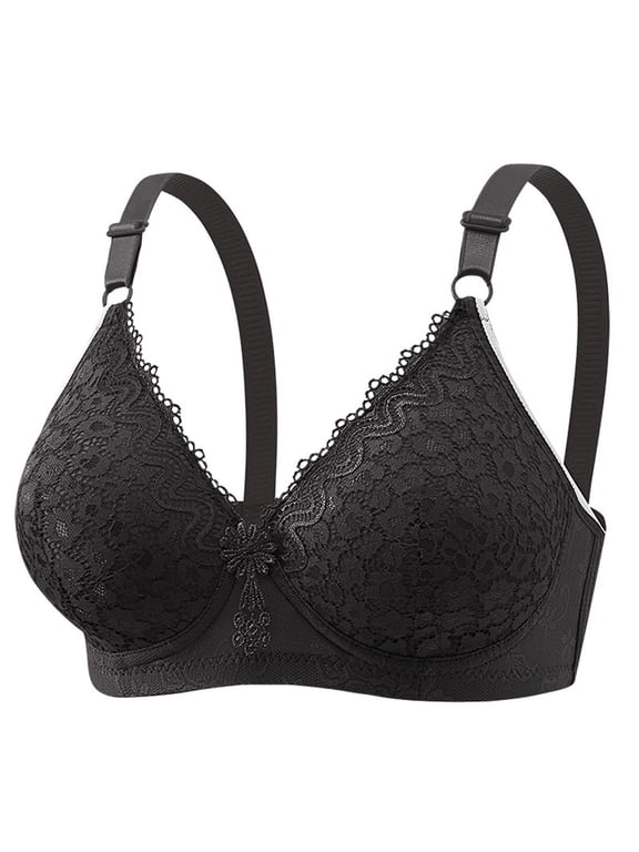 High Support Bras For Women Adjustable Strap Full Coverage Up Bras Comfortable No Underwire Wireless Black 36B Size