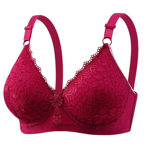 High Support Bras For Women Adjustable Strap Full Coverage Up Bras Comfortable No Underwire Wireless Red 38B Size