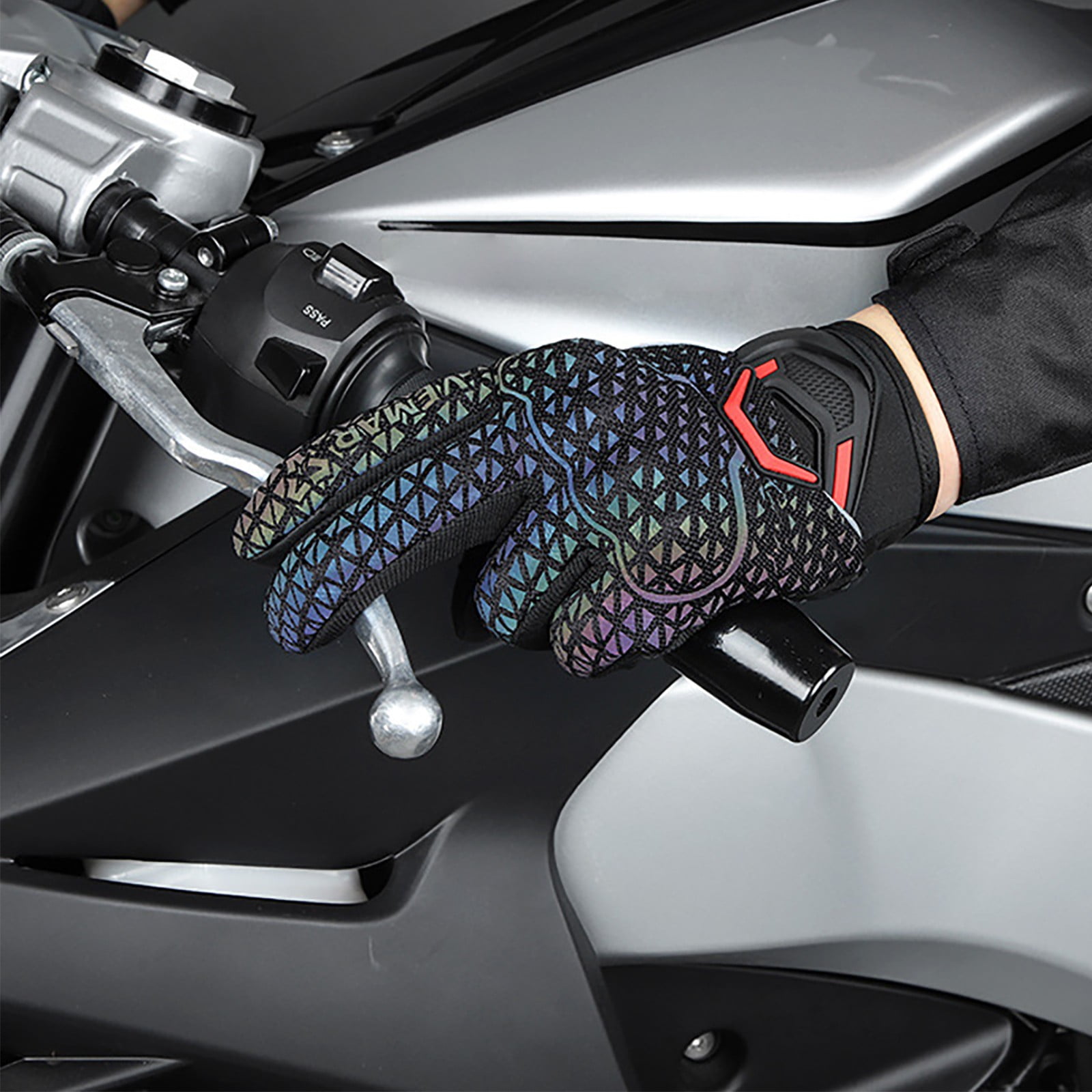 Clearance Sale!Highly Reflective Motorcycle Gloves Womens Riding Gloves Motorcycle Cushioned Tpu Casing Summer,Red Hand Protection Equipment 25*20*6