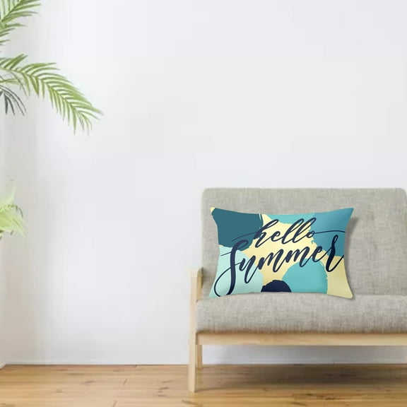 Clearance Sale Home Decor Hello Summer Sign Watermelon Pineapple Short Plush Car Waist Pillow Sofa Window Cushion Throw Pillow,E,One Size