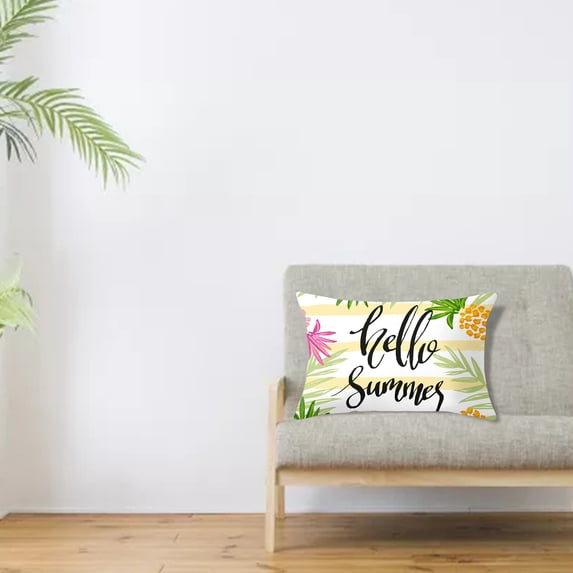Clearance Sale Home Decor Hello Summer Sign Watermelon Pineapple Short Plush Car Waist Pillow Sofa Window Cushion Throw Pillow,H,One Size