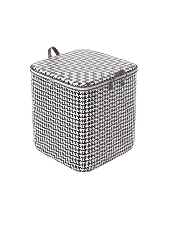 Clearance Sale- Houndstooth Storage Bag Large Capacity Folding Clothes Portable Wardrobe Sorting Clothes Storage Box With Reinforced Handle Zipper For Home Comforters Pillow Blanket Bedding Quilt