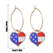 CAMERIARIO Clearance Sale Houseware American Independence Day Flag Jewelry Heart Diamond Drop Oil Flag Earrings