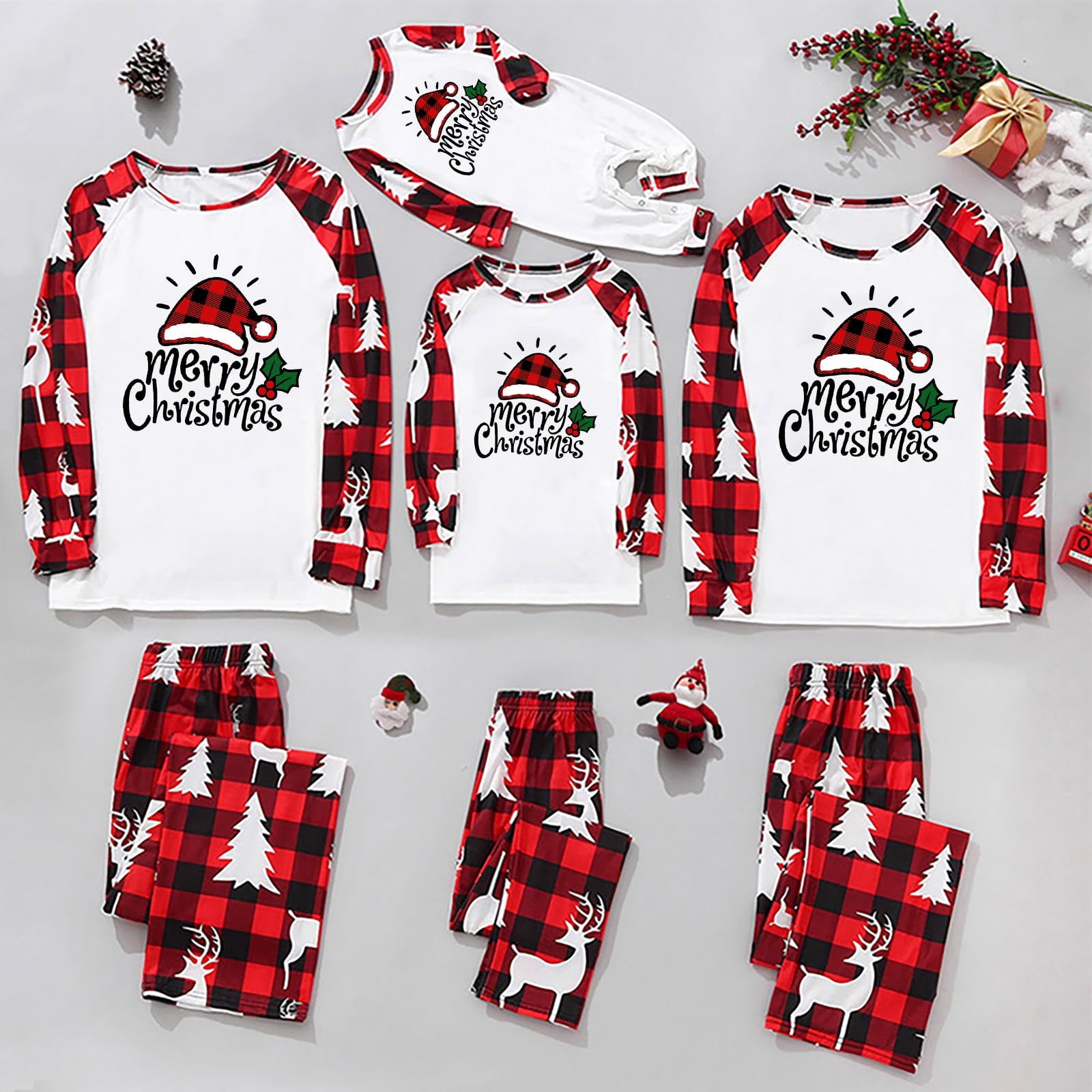 Items ZVAVZ Holiday Christmas Pajamas Family Matching Pjs Set Xmas Print Top And Plaid Pants Jammies Set Christmas Family Pajamas Matching Set