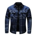 thumbnail image 1 of Sale Jean Jacket Men，Men's Casual Button Down Denim Jacket Classic Out Going Jean Coat Streetwear Colorblock Tops, 1 of 7