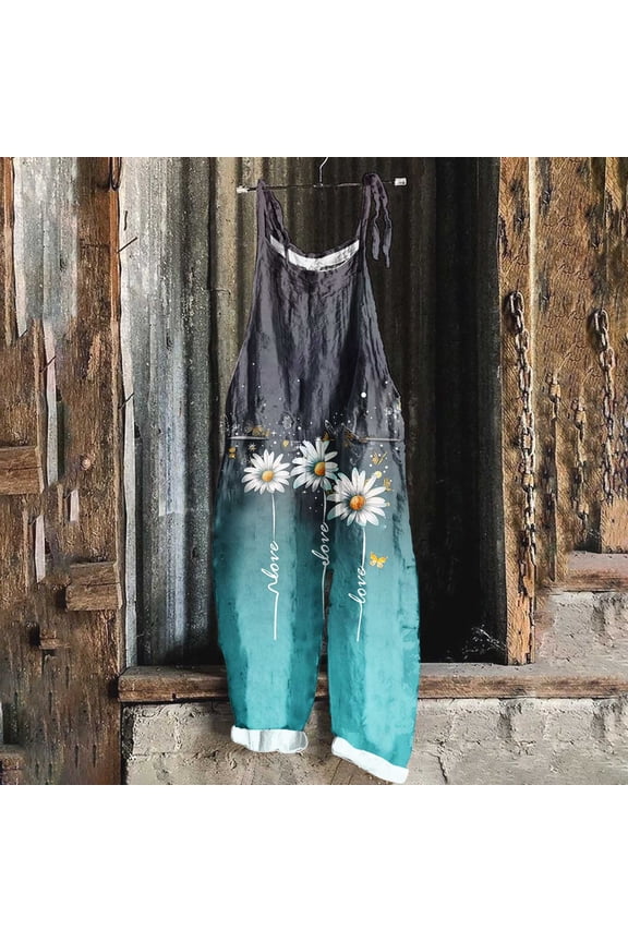 Jumpsuits for Women Summer Casual Loose Sleeveless Overalls Jumpsuit Ruffle Wide Leg Long Flare Pant Flowy Rompers Mint Green M