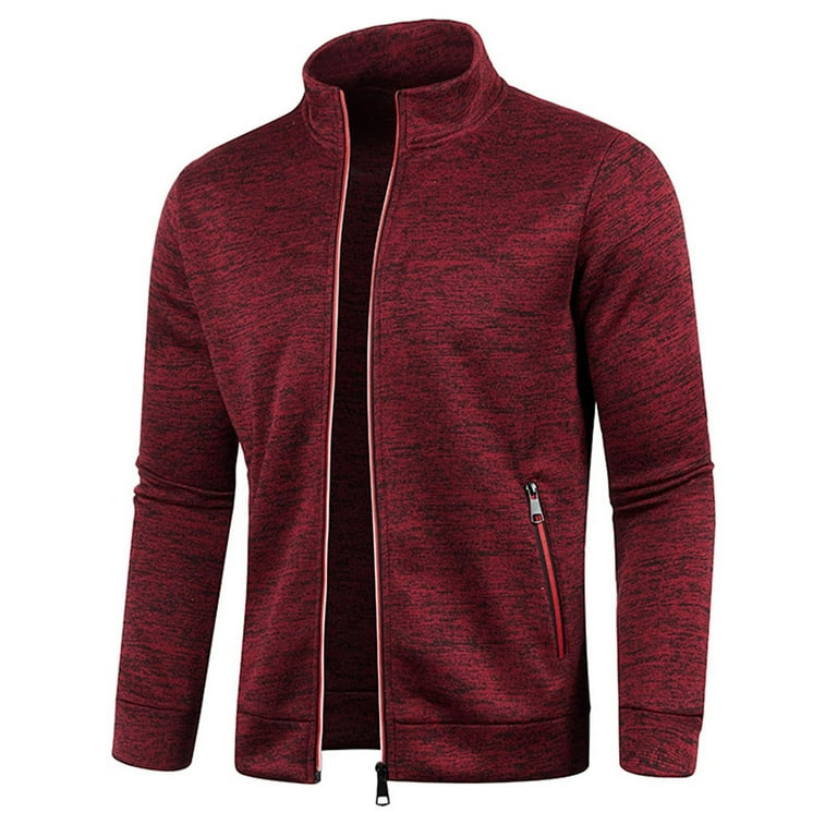 Clearance Sale Knit Sports Jacket Men Men s Long Sleeve Cardigan Sweater Warm Full Zip Up Fall Fitted Thick Zipper Soft Knit Lined Cardigan Sweaters