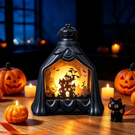 Clearance Sale! LED Flickering Candle Decor, Battery Operated Flameless Wind Lamp Tabletop Ornament for Halloween Indoor Decor