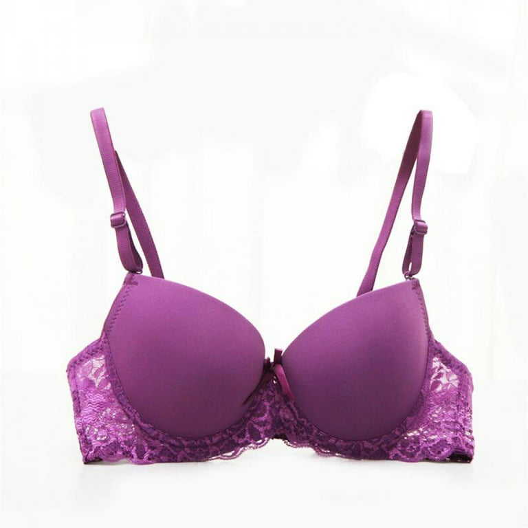 Clearance Sale!Lace Women Bra Push Up Bra Lace Push-up Breast Underwear  Adjustment Push Up Support Bra Purple 80A/36A