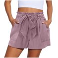 thumbnail image 1 of Ladies Elastic Waist Wide Leg Shorts High Waisted Drawstring Shorts Solid Color Casual Summer Shorts with Pockets Items, 1 of 9
