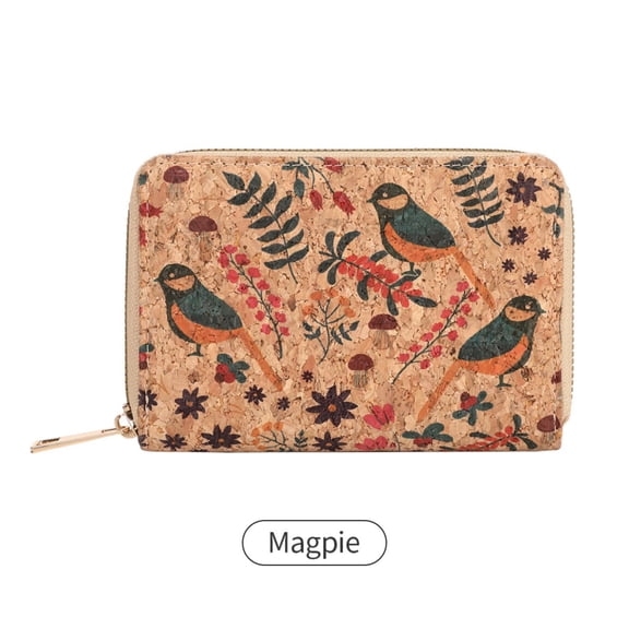 Clearance Sale!Ladies Short Wallet Retro Literary Personality Card Printing Design Wood Grain Large Capacity Purse, Equipment Package