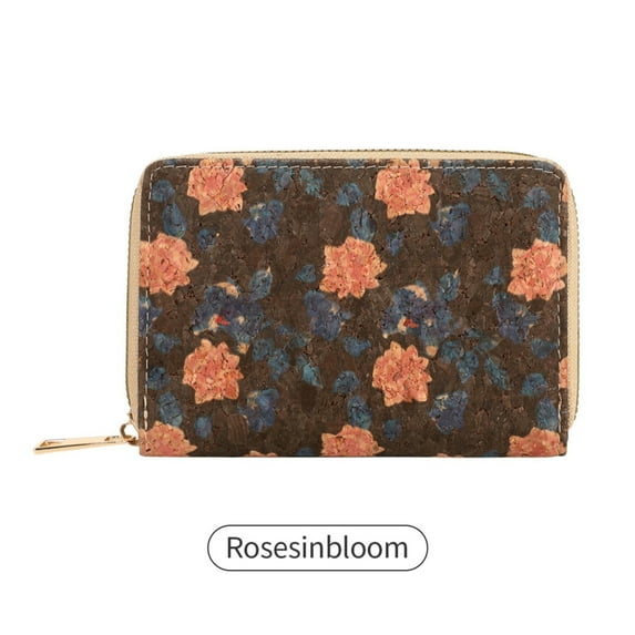 Clearance Sale!Ladies Short Wallet Retro Literary Personality Card Printing Design Wood Grain Large Capacity Purse, Equipment Package