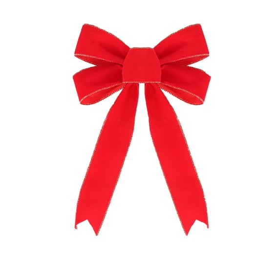 Clearance Sale | Large Christmas Bow Red Velvet Golden Edged Wreath Bow for Tree Home