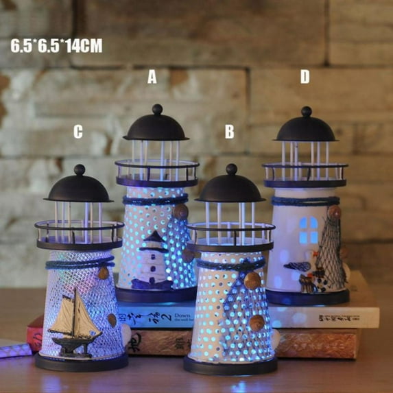 Clearance Sale! Led 7 Colors Lighthouse Lamp Tin Metal Table Lamp Novelty Nightlight Home Decor