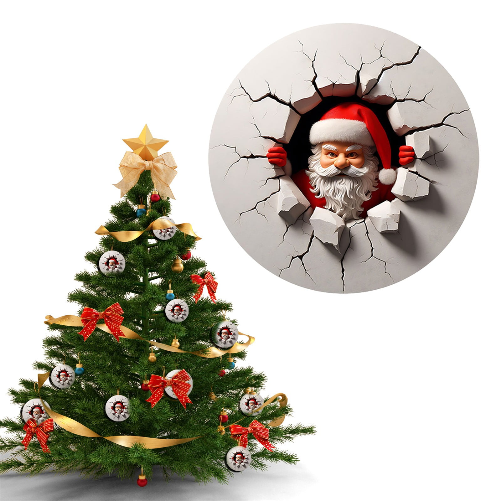 Clearance Sale! Lssam Wall Hanging Hooks Christmas Santa Behind White