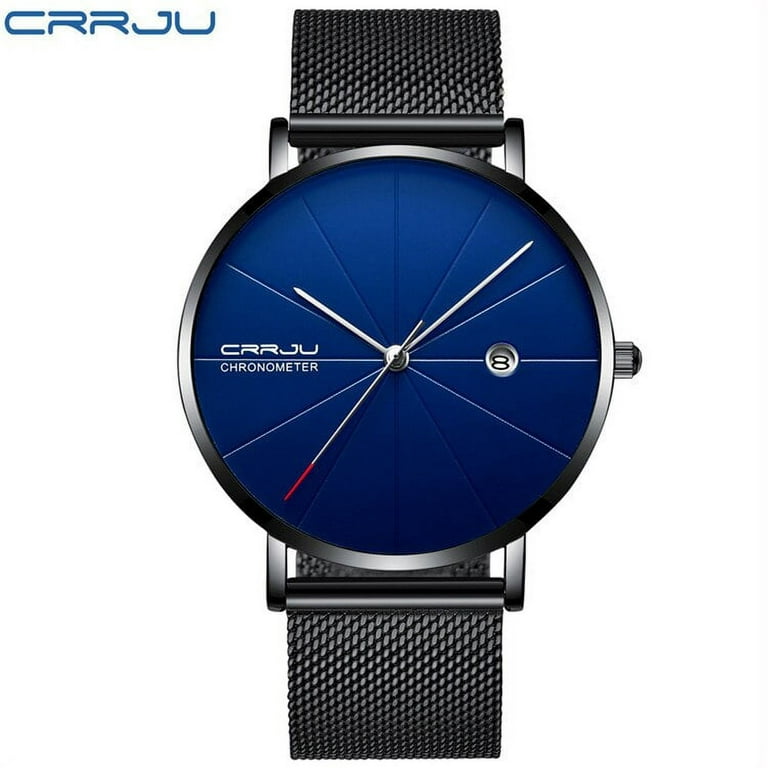 Fashion Mens Watches Luxury Black Stainless Steel Quartz Wrist Watch Man  Business Watch for Men Calendar